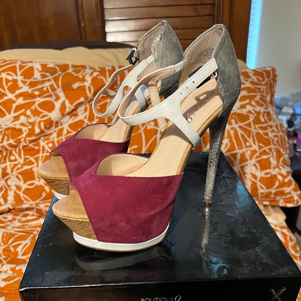 Lightly worn pink and silver heels